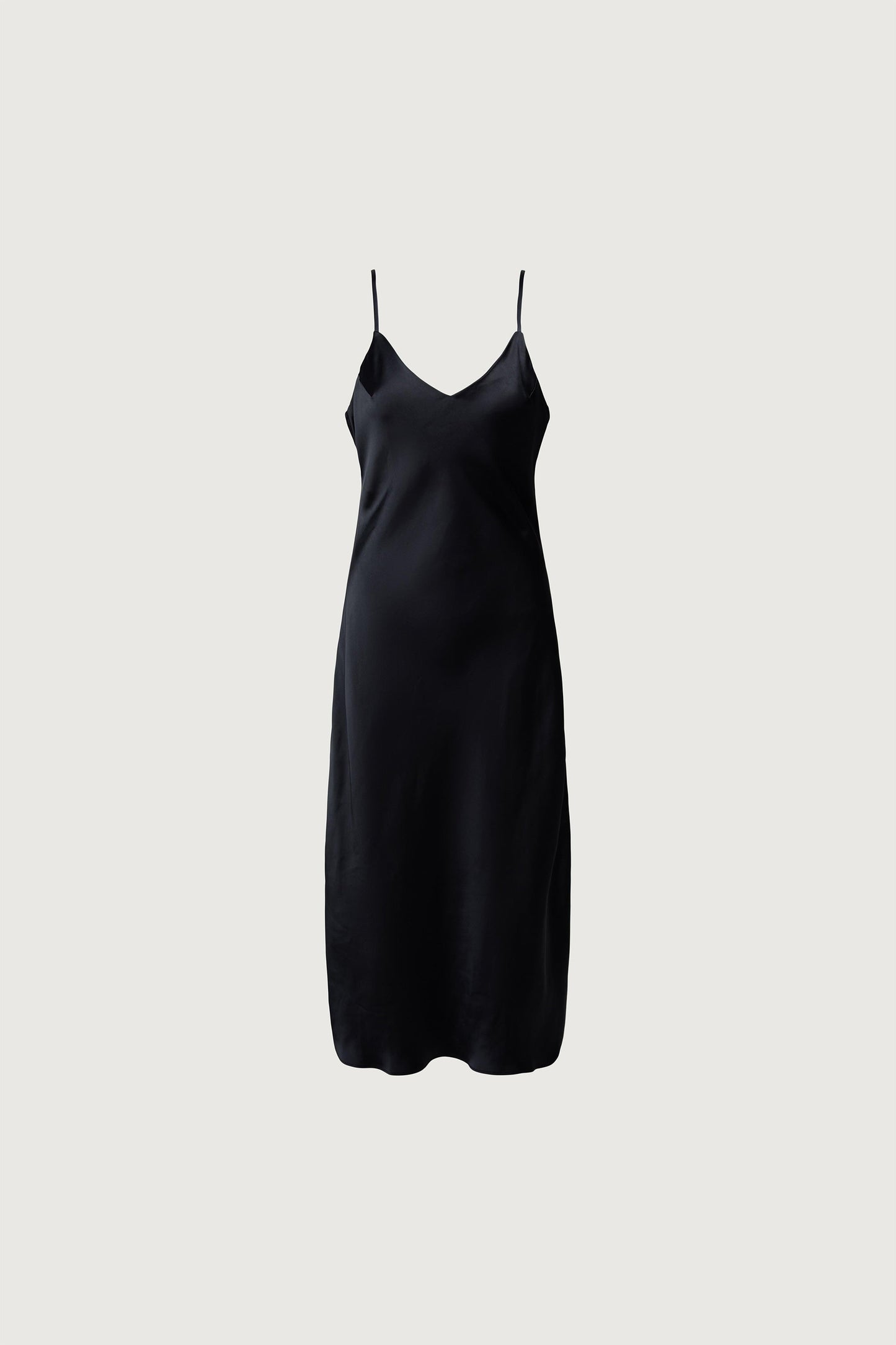 SATIN V-NECK SLIP MIDI DRESS