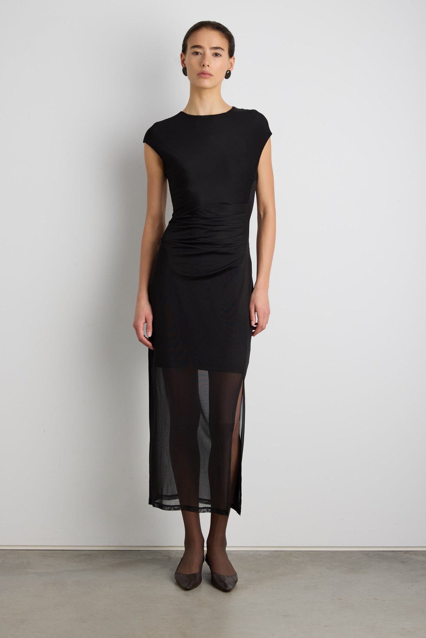 SLEEVELESS MESH MAXI DRESS