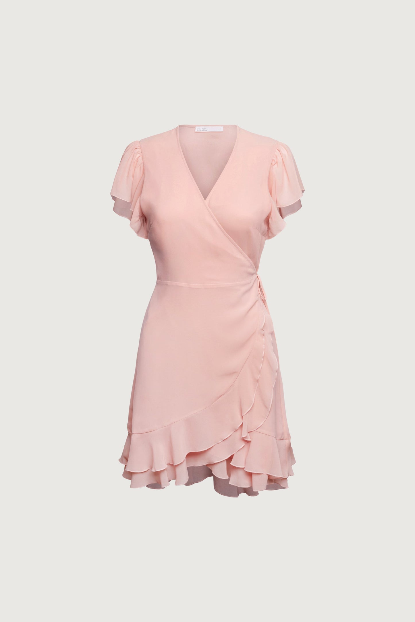 WRAP MINI DRESS WITH RUFFLED HEM