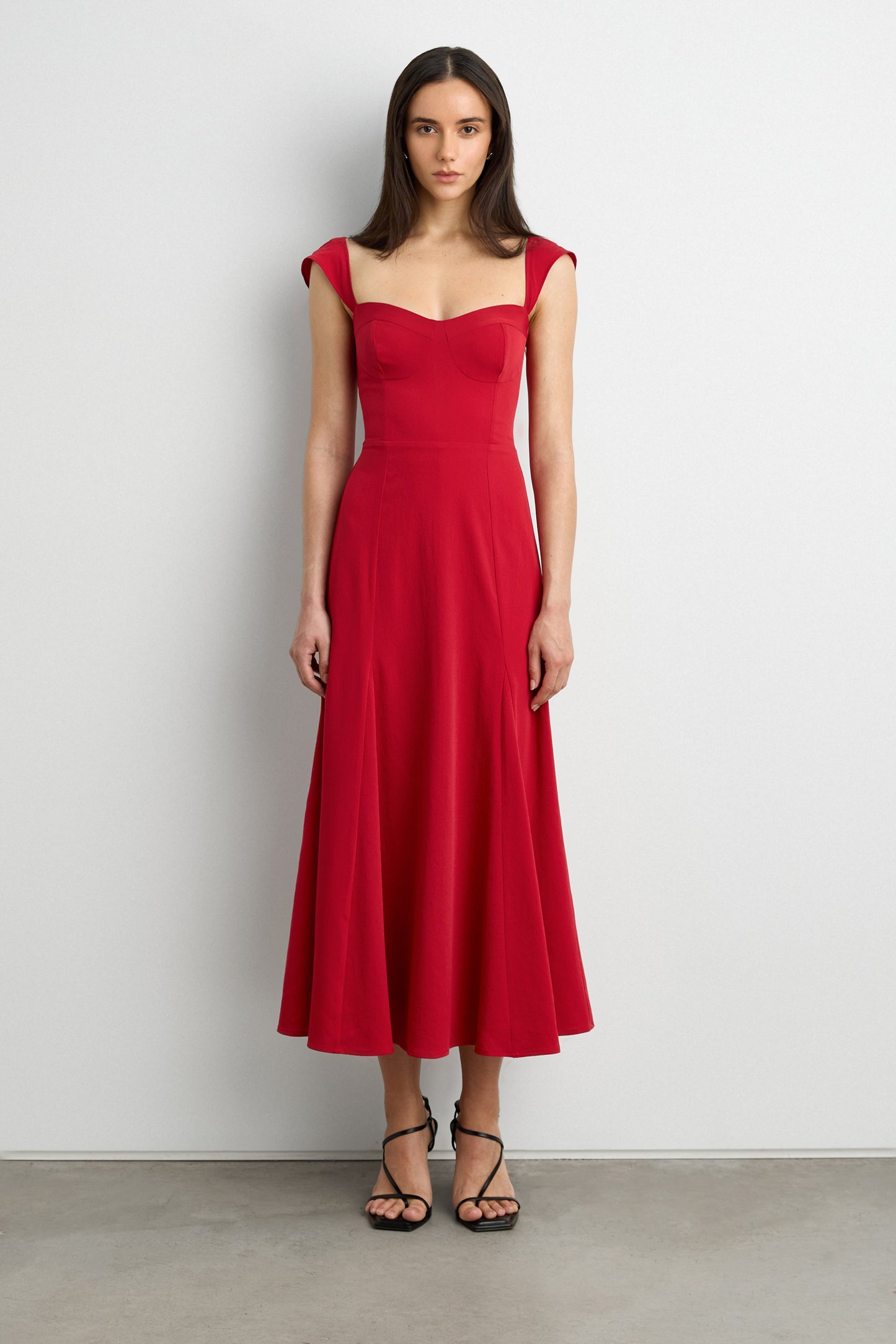SWEETHEART NECKLINE CORSET MIDI DRESS