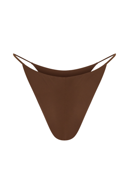 Bloom Embroidered Bikini Bottom - Chocolate With Pale Blue Embroidery