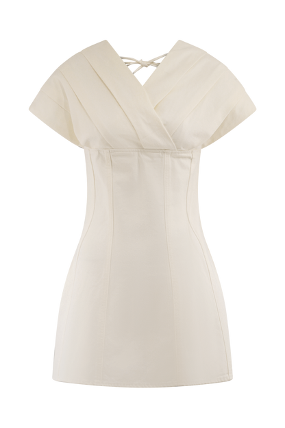 Pascale Off Shoulder Denim Mini Dress - White