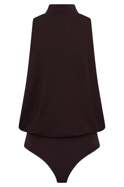 Laurelle Sleeveless Modal Draped Bodysuit - Chocolate