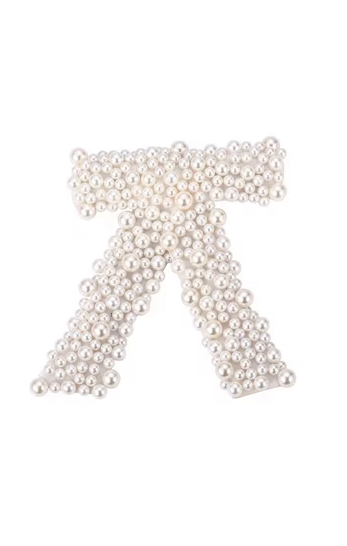 Mini Pearl Hair Bow	 ~ Pearl