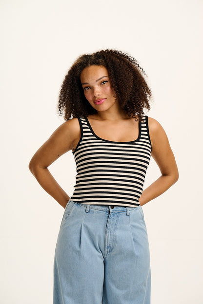Eden - Vest in Black & White Stripe