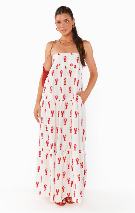 Long Weekend Maxi Dress ~ Lobster Embroidery