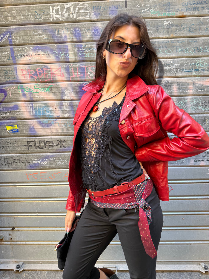 RED LEATHER JACKET -GIACCA IN PELLE ROSSA