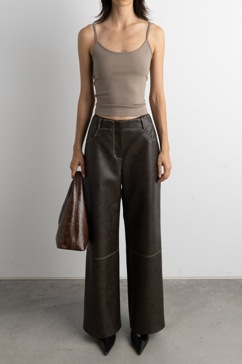 VEGAN LEATHER STRAIGHT LEG PANT