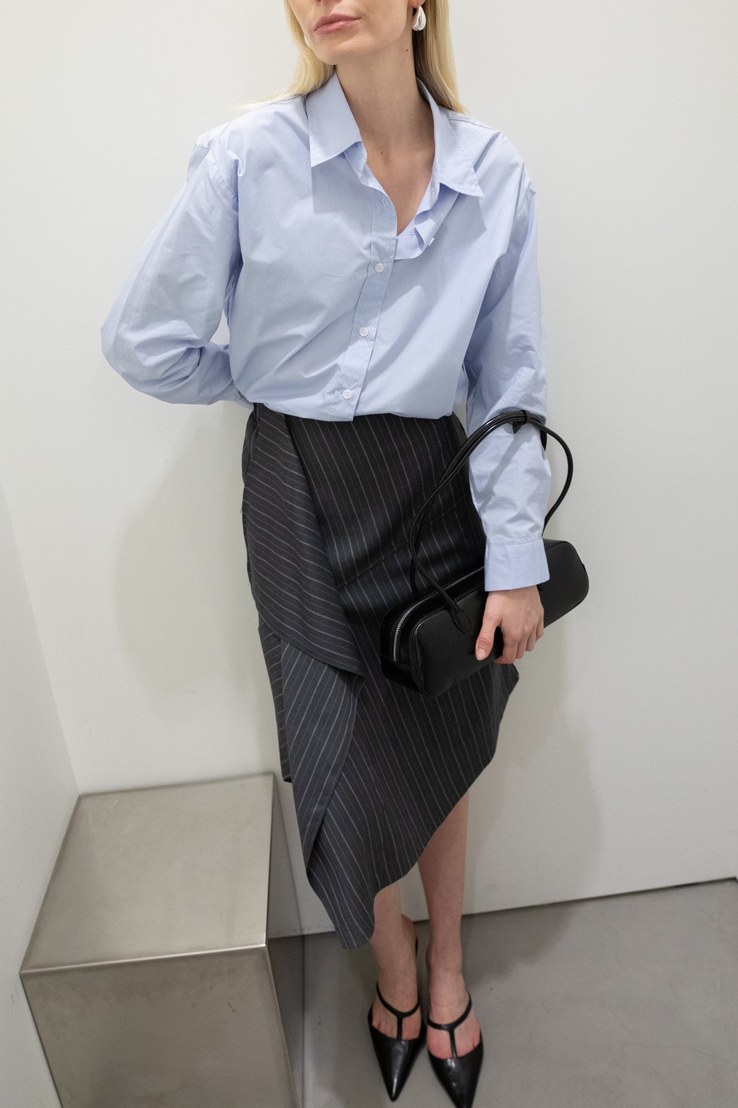 PINSTRIPE MIDI SKIRT