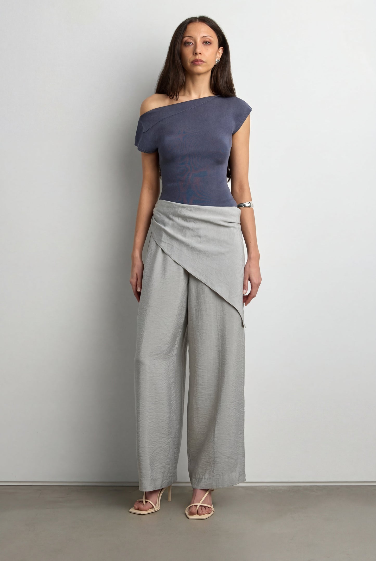 ASYMMETRICAL OFF THE SHOULDER CAP SLEEVE SWEATER