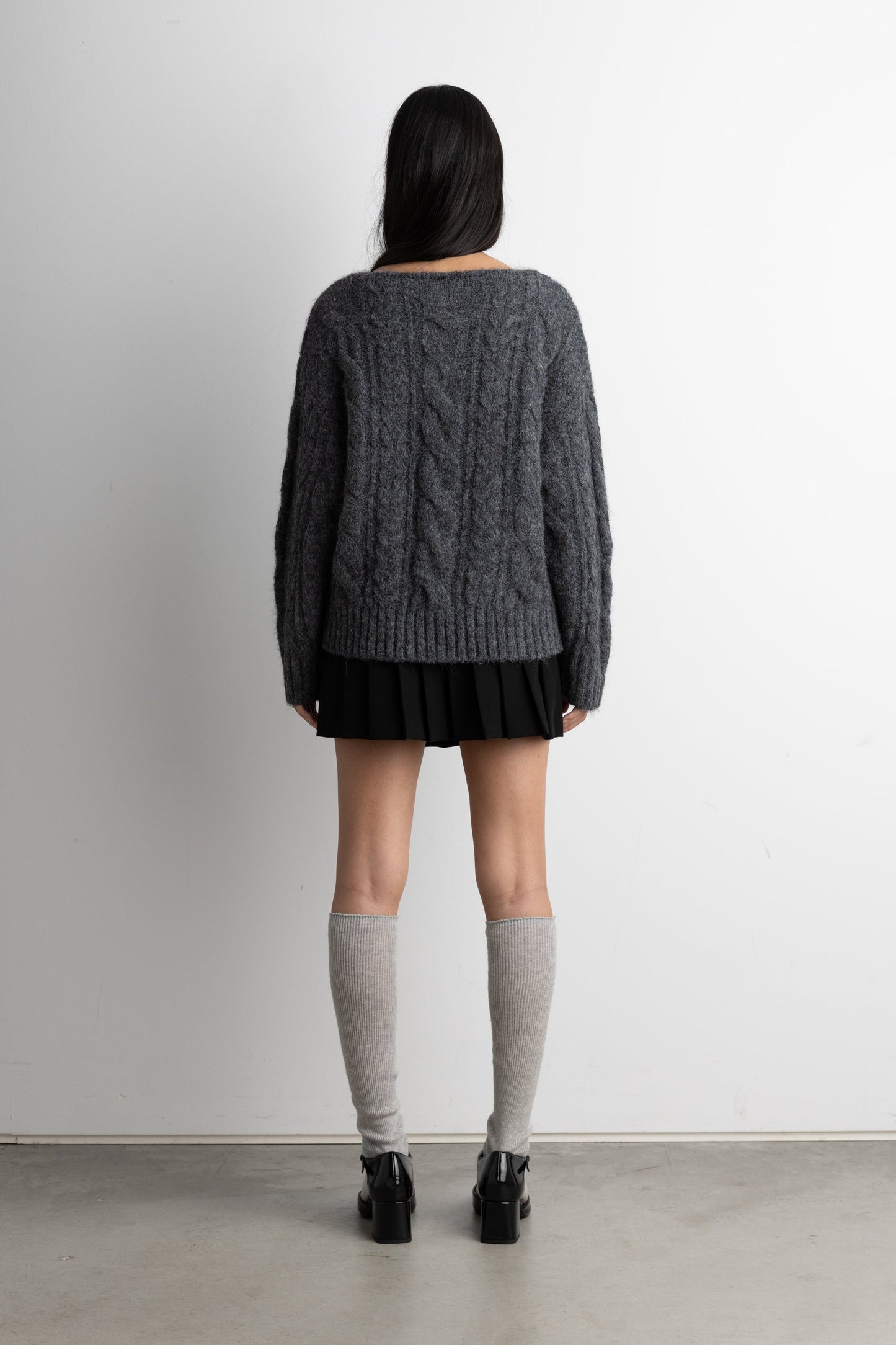 ALPACA AND WOOL-BLEND CABLE KNIT SWEATER