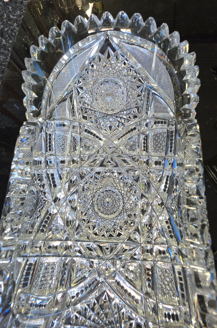 ABP Crystal Cut Glass Libbey oval folded tray