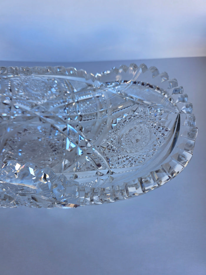 ABP Crystal Cut Glass Libbey oval folded tray