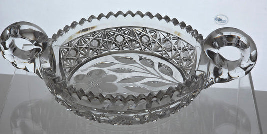 ABP cut glass 2 handled. dish American brilliant period 1886 -1915 bob61
