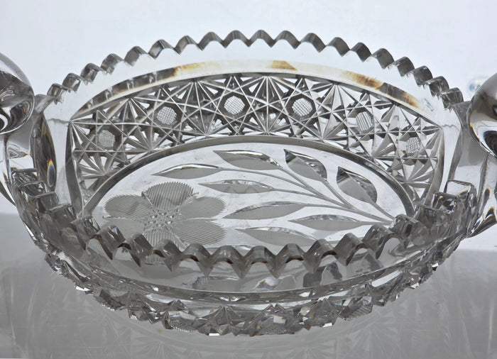 ABP cut glass 2 handled. dish American brilliant period 1886 -1915 bob61