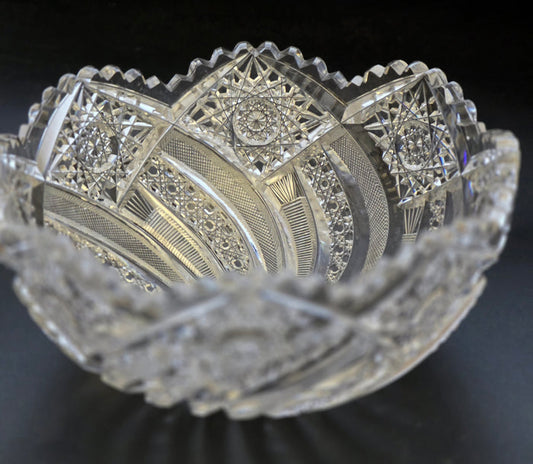 ABP cut glass bowl American Brilliant comet variation tg