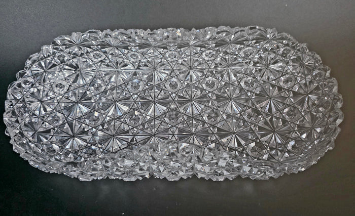 ABP Cut glass folded shape dish Russian pattern bob20