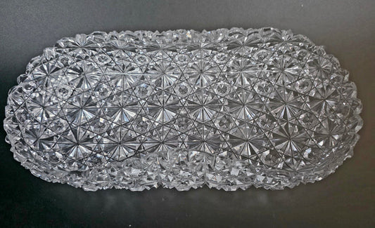 ABP Cut glass folded shape dish Russian pattern bob20