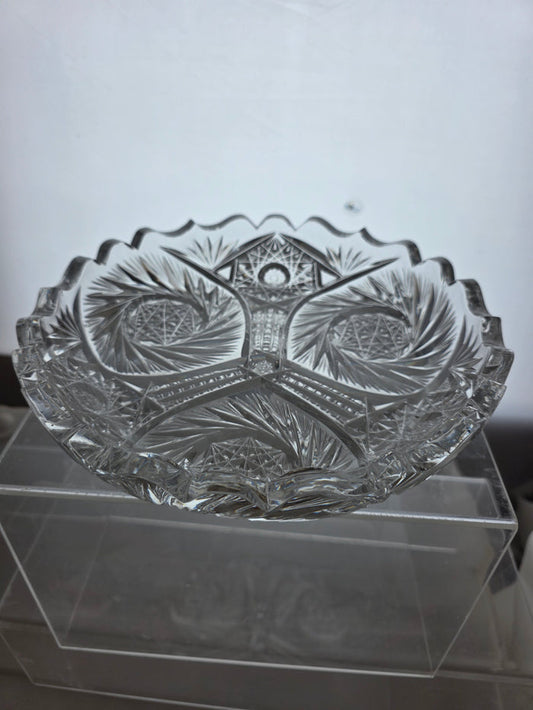 ABP cut glass low bowl American brilliant auc101