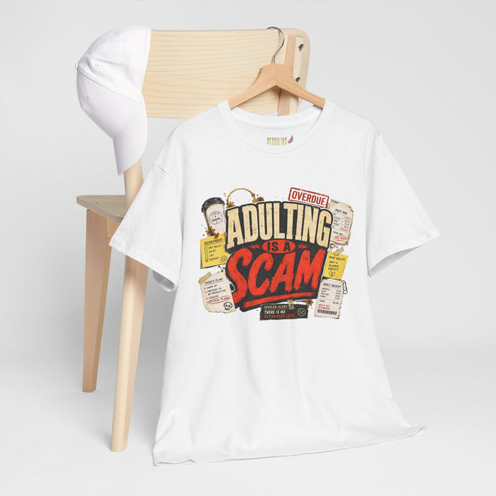 Adulting Is a Scam T-Shirt — Funny Retro Graphic Tee for Young Adults