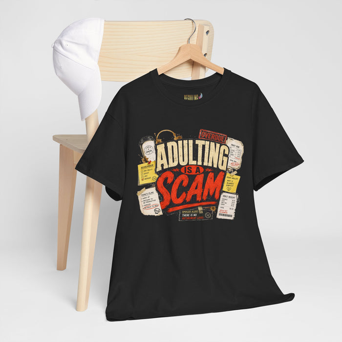 Adulting Is a Scam T-Shirt — Funny Retro Graphic Tee for Young Adults