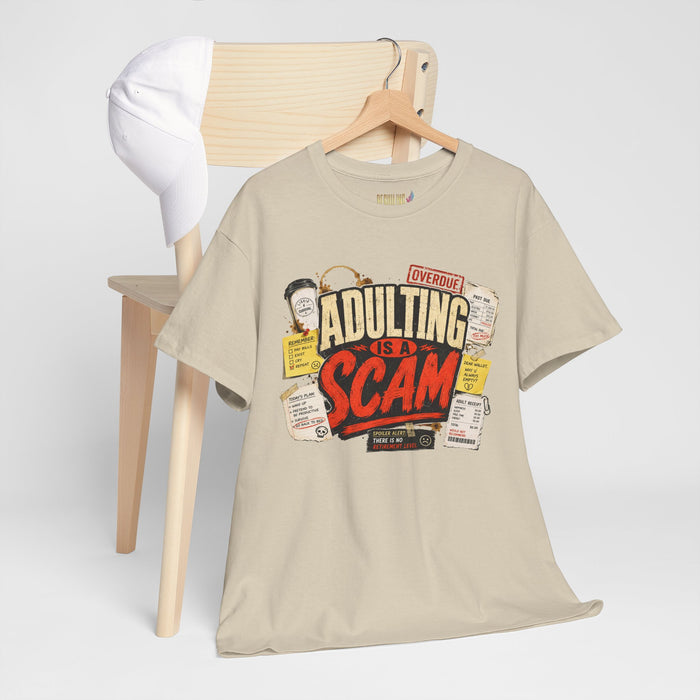 Adulting Is a Scam T-Shirt — Funny Retro Graphic Tee for Young Adults