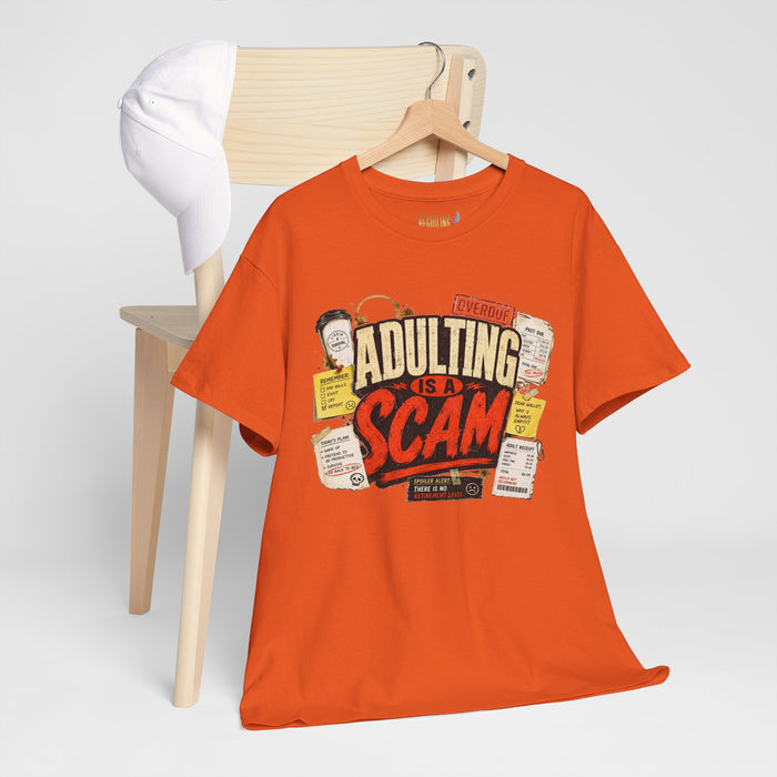 Adulting Is a Scam T-Shirt — Funny Retro Graphic Tee for Young Adults