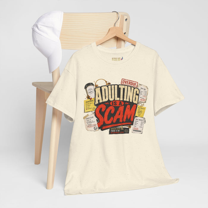 Adulting Is a Scam T-Shirt — Funny Retro Graphic Tee for Young Adults