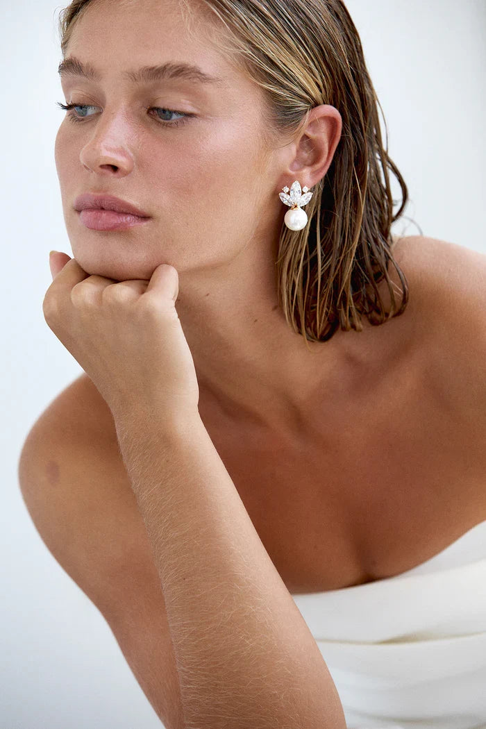 Amélie George Harper Contemporary Bridal Earrings, Gold