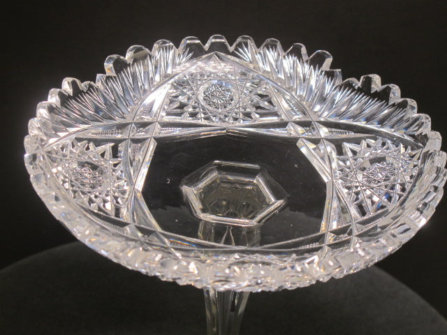 American Brilliant Period Cut Glass compote tear drop stem