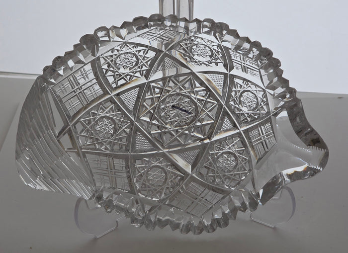 American Brilliant Period Cut Glass odd shape dish signed Hoare ABP antique