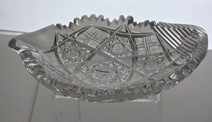 American Brilliant Period Cut Glass odd shape dish signed Hoare ABP antique