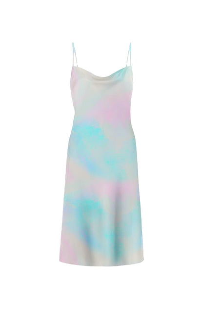 60s Silk Cowl Mini Slip Dress - Aurora - Last Chance Archive