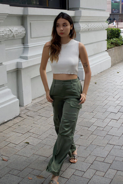 90s Cargo Silk Pant - Forest Green - Last Chance Archive