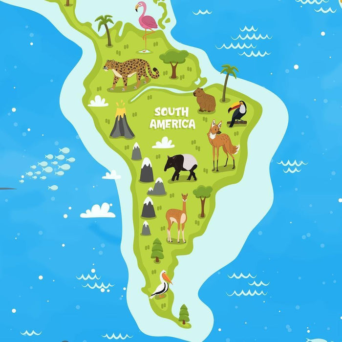 Animal World Map Print - Children's Room Decor - SharpWallArts