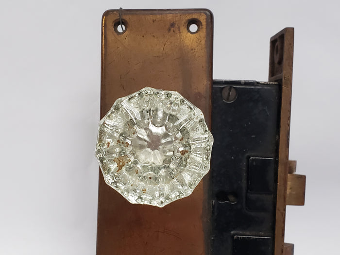 Antique Russwin Exterior Mortise Lock Set With Two Glass Knobs