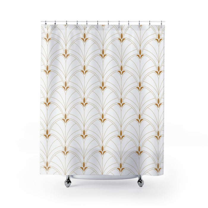 Art Deco Shower Curtain White & Gold