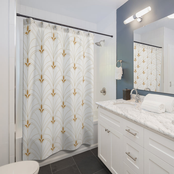 Art Deco Shower Curtain White & Gold