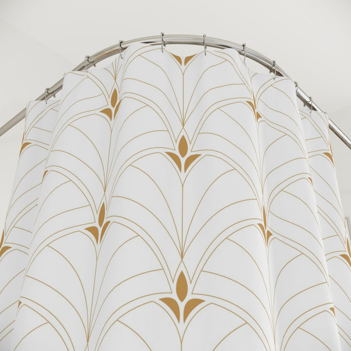 Art Deco Shower Curtain White & Gold