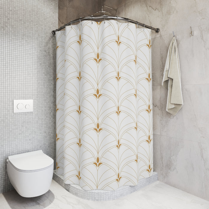 Art Deco Shower Curtain White & Gold