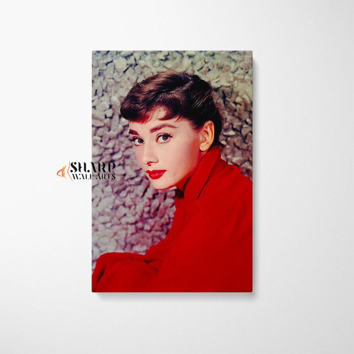 Audrey Hepburn In Red Dress Wall Art Canvas