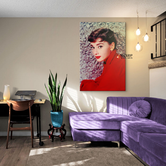 Audrey Hepburn In Red Dress Wall Art Canvas