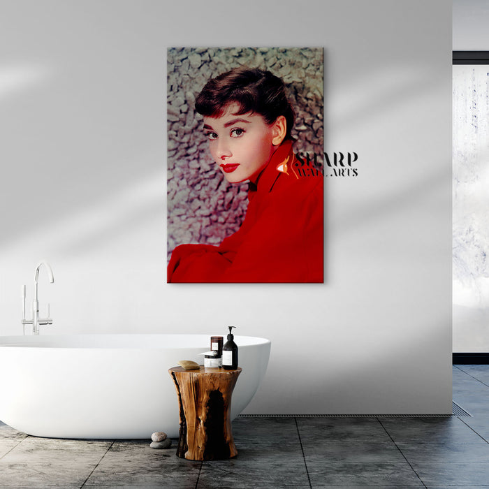 Audrey Hepburn In Red Dress Wall Art Canvas