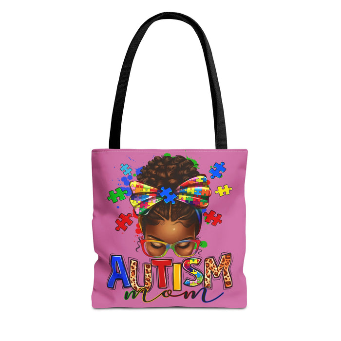 Autism Mom Tote Bag — Bright Puzzle Bow Awareness Tote