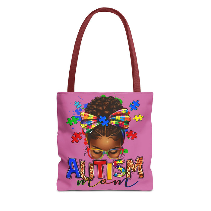 Autism Mom Tote Bag — Bright Puzzle Bow Awareness Tote