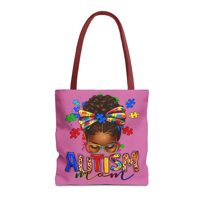 Autism Mom Tote Bag — Bright Puzzle Bow Awareness Tote