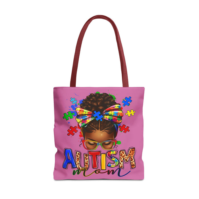 Autism Mom Tote Bag — Bright Puzzle Bow Awareness Tote