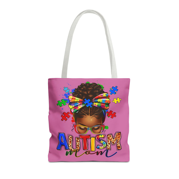 Autism Mom Tote Bag — Bright Puzzle Bow Awareness Tote