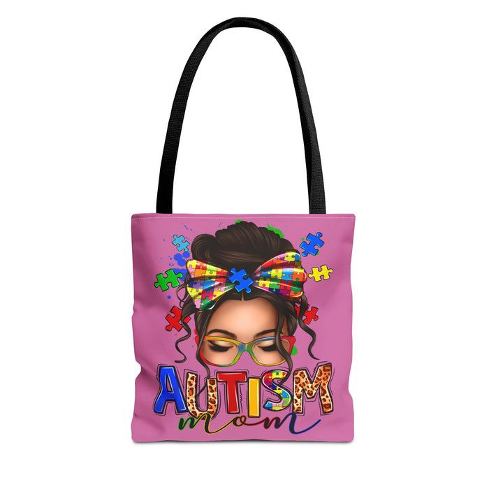 Autism Mom Tote Bag — Colorful Puzzle Ribbon Mom Tote