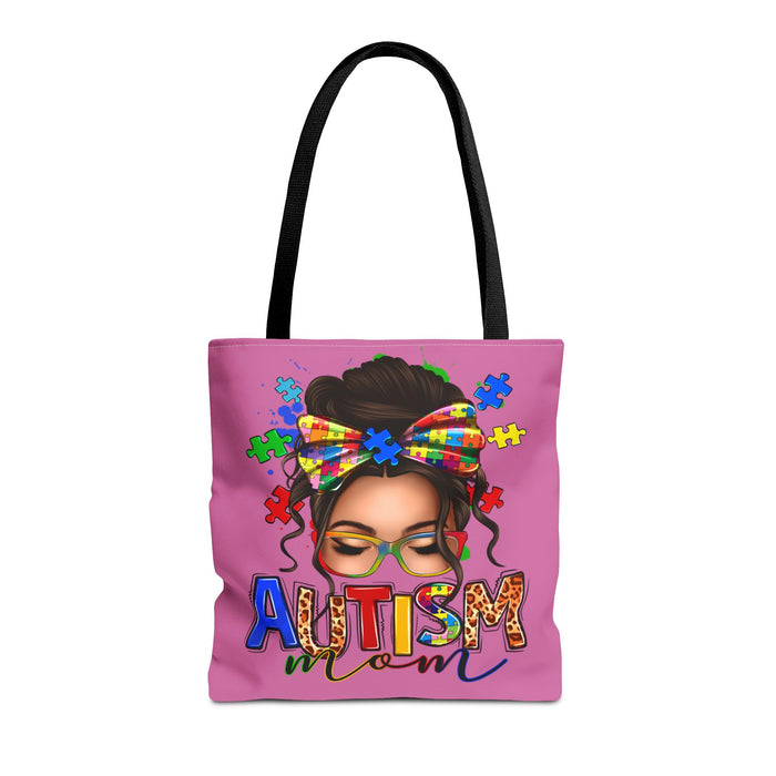 Autism Mom Tote Bag — Colorful Puzzle Ribbon Mom Tote